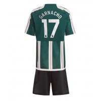 Camisa de Futebol Manchester United Alejandro Garnacho #17 Equipamento Secundário Infantil 2023-24 Manga Curta (+ Calças curtas)